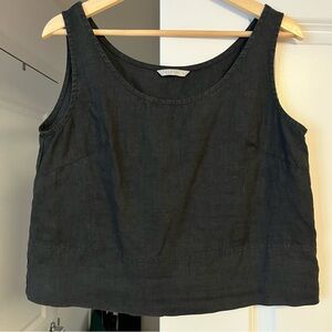 Linenfox Linen Tank Top black small